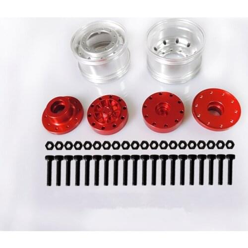 A pair front wide unpowered metal wheel hubs for tamiya 1/14th scale rc actros truck scania R620 56323 R730 MAN tgx beenz king