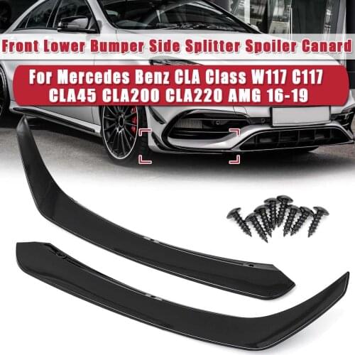 Front Lower Bumper Glossy Painted Side Splitter Spoiler Canard For Mercedes for Benz CLA Class W117 C117 CLA45 CLA200 CLA22