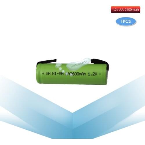 1.2V AA Ni-Mh rechargeable battery 2600mah nimh cell Green shell with welding tabs for Philips electric shaver razor toothbrush