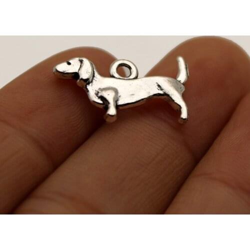 20pc Wholesale Price Dog Charms 10*18mmAntique Silver Plated Pendant For Handmade Jewelry Accessories