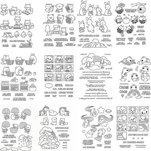 Clear Stamps And Cutting Dies Animals Cute Rabits Fox Cats Happy Birthday For DIY Scrapbook Photo Album Craft Card 2021 New