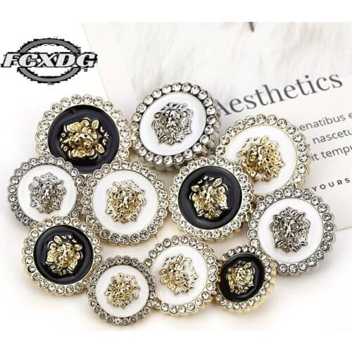 Lion Head Shape Rhinestone Buttons for Clothes 20mm Decorative Buttons for Clothing DIY Sewing Accessories Mens Button Up Shirt