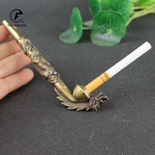 Retro Brass Smoke Dragon Head Dragon Cigarette Holder Fillter Tobacco Pipe Creative Smoking Pipe Smoking Accessories For Gift