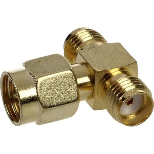 SMA Male to Two SMA Female Triple T RF Adapter Connector 3 Way Splitter NEW