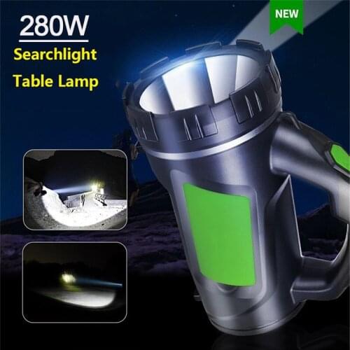 280W Long Use LED Torch Camping Water Resistant Search Light Powerful Lantern With Side Night light Handle Spot Lamp 18650