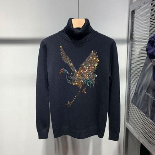 Domineering Sports New Pullover Cashmere 100% Thick Mens Turtleneck Sweater Brand Cartoon Animal Pattern