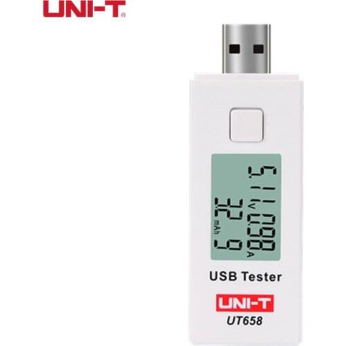 UNI-T USB Voltmeter Ammeter UT658 UT658B Digital LCD Voltage Tester Monitor Current Meter Capacity Tester 9V 3A With Backlight