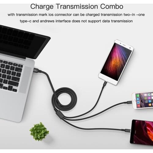 FLOVEME USB Cable For iPhone 8 7 Charging Charger 3 in1 Micro USB Cable For Android USB TypeC Mobile Phone Cables For Samsung S9