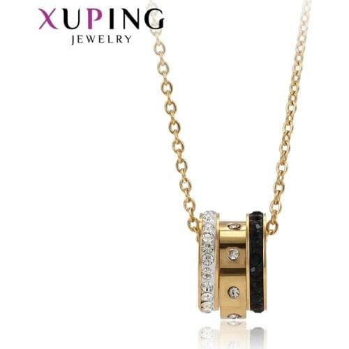 Xuping Fashion Light Yellow Gold Color Plated Necklace Exquisite High Quality Chain Jewelry Christmas Gifts 46707