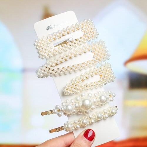 1 Set Korea Imitated Pearl Beads Hair Clips For Women Sweet Girl Barrettes HairPins Handmade Hair Accessories Headwear Hairgrip