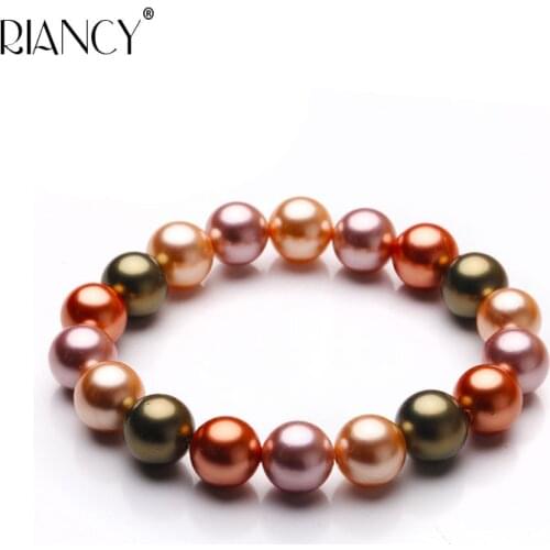 2019 New Fashion Elegant white gray Shell 10MM Imitation Pearl Bracelets shell Beads Jewelry for women