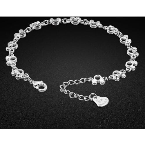 Браслет New Womens 925 Sterling Silver Bracelet Cute Mickey Silver Chain 20CM Charm Jewelry Lobster Clasp Christmas Gift