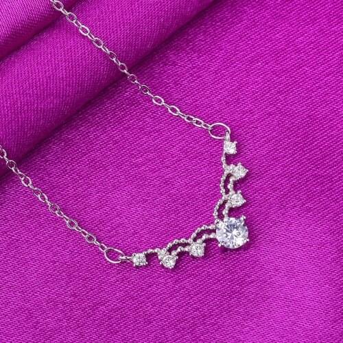 925 Sterling Silver Zircon Geometric Charm Pendant Choker Necklace For Girl Women Statement Jewelry dz766