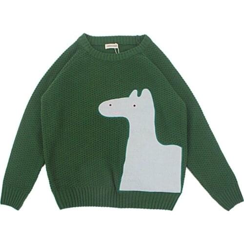 2021 Winter Harajuku Sweater Women Animal Patchwrok Green Thick Pullover Sweaters Autumn Girls Knit Warm Jumper Casaul Knitwear