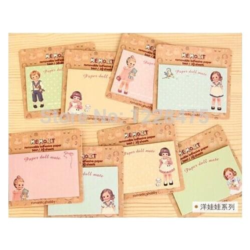 1pcs/lot NEW paper doll girl Notepad sticky note Memo message post Removable adhesive paper
