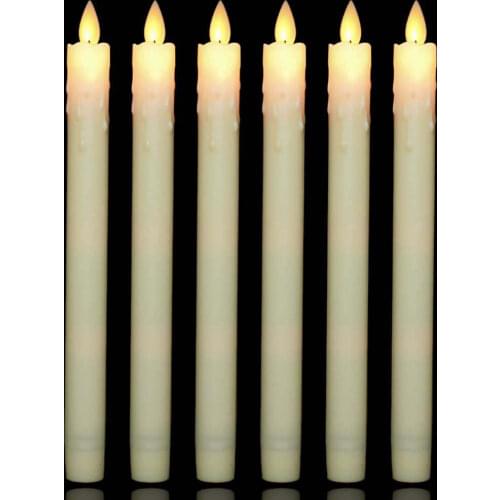 100pcs Swinging Dip Wax candle Moving Wick Dancing Flame Led Taper Candle stick pillar light Wedding Christmas Bar party Church