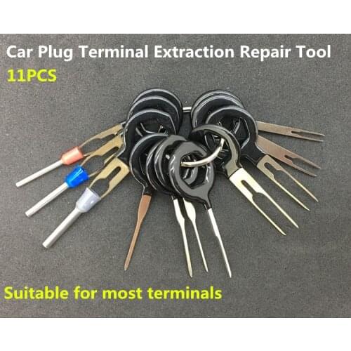 11 pcs Auto Car Plug Circuit Board Wire Harness Terminal Extraction Pick Connector Crimp Pin Back Needle Remove Tool Set