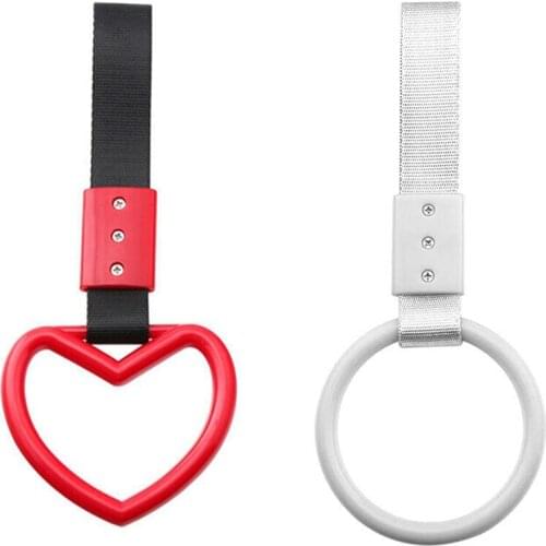 2x Ring / Heart Jdm Tsurikawa Ring for Subway Train Bus Handle Strap Charm Drift Universal