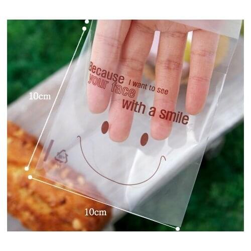 400 Clear Smile Face Cookie Bag,Plastic Cellophane Self Adhesive Seal,Bakery Gift Cello Bags