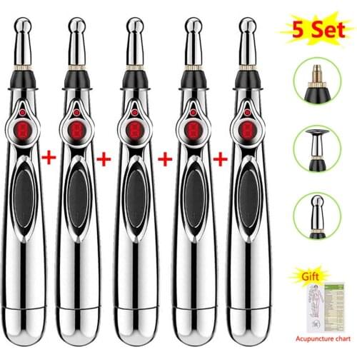 5pcs Electronic Acupuncture Pen Laser Meridian Energy Massage Pen Body Face Massager Therapy Machine Relief Pain Tools Skin Care