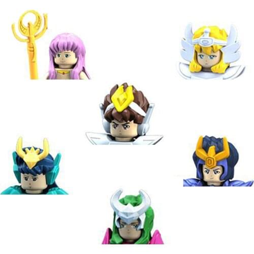 6PCS/Set Dragon Shiryu Phoenix Ikki ANDROMEDA SHUN Glacier Athena Athena Building Blocks Bricks Toys For Kids Gift
