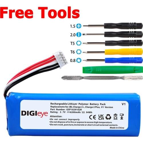 3.7V 6200mAh GSP1029102R Battery for JBL Charger 2+, Charge 2 plus, V1 Version Speaker