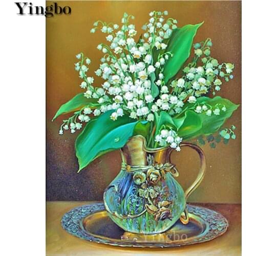 Flower Valley Lily Cross Stitch Diamond Embroidery 5D Diy Full Diamond Painting Scenery Bellflower Rhinestone Mosaic decor gift