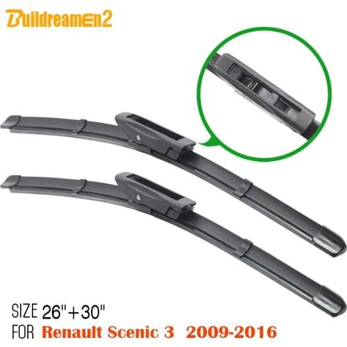 Buildreamen2 Car Rubber Wiper Blade For 2009-2016 Renault Scenic 3 Bracketless Windscreen Windshield Auto Accessories 2Pcs