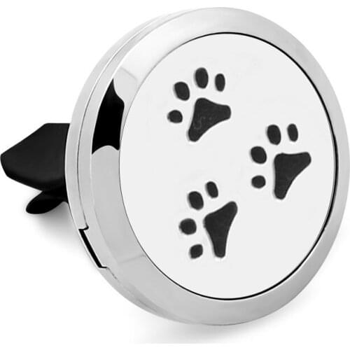 Dog paws Essential Oil Car Diffuser Locket Vent Clip 316L Stainless Steel Perfume locket Magnetic Random 10pcs Oil Pads as Gift