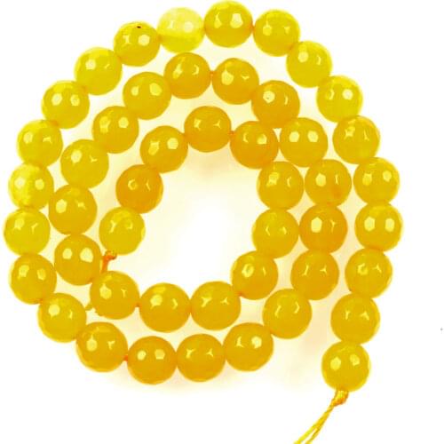 Natural Stone Beads Cut Surface Yellow Marble Loose Beads for Jewelry Making Needlework DIY Bracelet Strand 4-12 MM