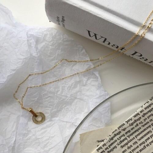 100% Authentic 925 Sterling silver Zircon Hip Hop Open Circle &Lucky Bar Geometric Pendant choker Necklace FINE Jewelry TLX801