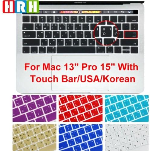 HRH Korean Language Silicone Keyboard Skin For Mac Pro 13.3"A1706 A1989 A2159 15.4"A1707 A1990 with Touch Bar) US Layout