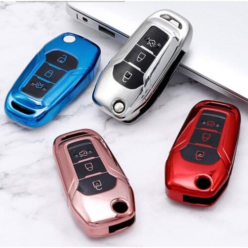 Soft TPU Car Key Case Shell Bag Cover Keychain for Ford Fusion Fiesta Everest Escort Mondeo Kuga 2 Ranger S-Max Protector