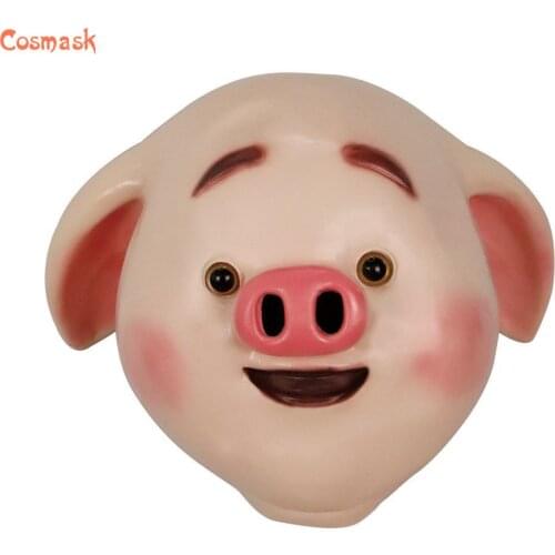 Cosmask Top Grade Funny Lovely Pink Pig Head Mask Cosplay Full Head Latex Pig Masks For Halloween Party Fancy Dress Cute Masks