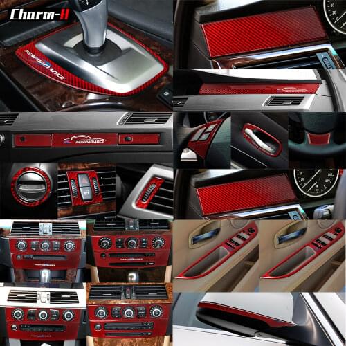 For BMW E60 2004-2010 5 series Car Stickers Interior Gear Shifter Modification Air Outlet CD Panel Carbon Fiber Decorative Trim
