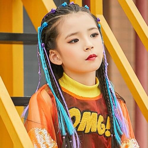 Girls Color Dirty Braid Hairpin Style Kids Jazz/HipHop/Modern Street Dance Performance Headdress Kids Catwalk Accessorie DQL4895