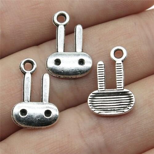 40pcs 18x14mm Pendant Rabbit Rabbit Charm Pendants For Jewelry Making Antique Silver Color Rabbit Head Pendants