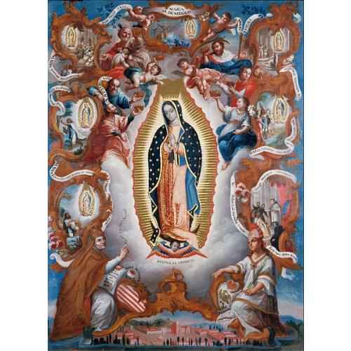 Huge TOP Religious painting --Mexico OUR LADY Virgin OF GUADALUPE Catholic print art painting on canvas- good quality