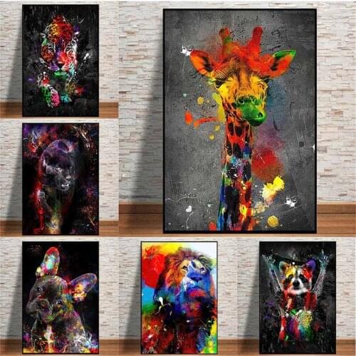 Colorful Dog Bear Lion Sheep Canvas Wall Printings Graffiti Art Painting Prints Animals Poster Pictures Modern Home Decoration