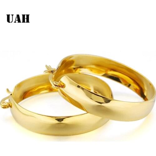 UAH Gold color circle creole earrings, Stainless Steel Big Round wives Hoop Earrings gifts for women