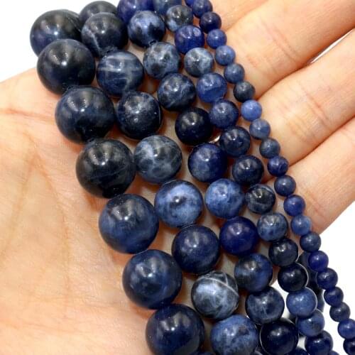 Natural Blue Sodalite Stone Round Spacer Loose Beads For Jewelry Making Charm DIY Bracelets Necklace Accessories 4 6 8 10mm