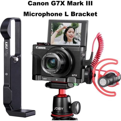 UUrig R016 Microphone L Plate for Canon G7X Mark III Comfortable Aluminum L Bracket with Cold Shoe for Microphone LED Light