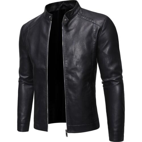 2021 spring and autumn mens jacket fashion trend Korean slim fit casual mens leather jacket Motorcycle Jacket