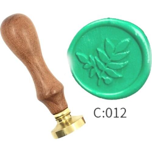 Natural Plant Leaf Wax Stamp Exquisite Paint wood handle,DIY Ancient Seal Retro Stamp,Personalized Stamp Wax Seal High Quality12