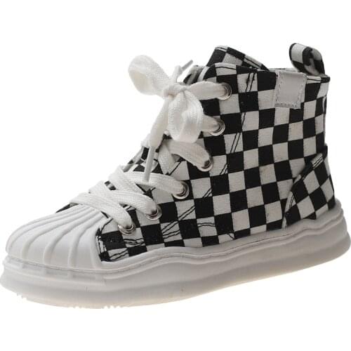 2021 Autumn New Childrens Fashion Canvas Shoes Boys and Girls Lattice Kids Casual Shoes Flats Student Shoes Non-slip 26-36 Chic