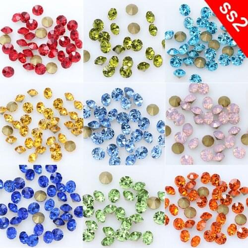 Wholesale ss2 Round pointback glass strass stone crystal rhinestone Nail Art /watch/glasses/necklace/earring jewelry accessories