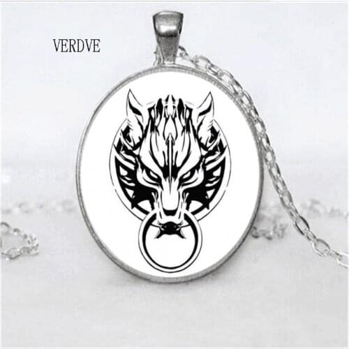 Tri-color optional Final Fantasy Wolf head crystal glass pendant necklace jewelry