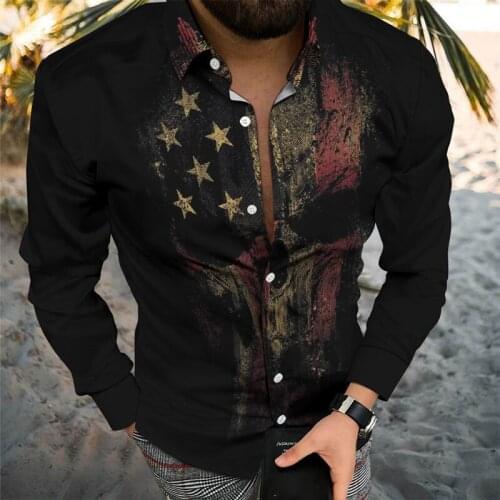Plus Size 3xl Mens Fashion shirt Long Sleeve 3D Skeleton Print Tops Streetwear 2021 Autumn Casual Button Cardigan Men Tees Shirt