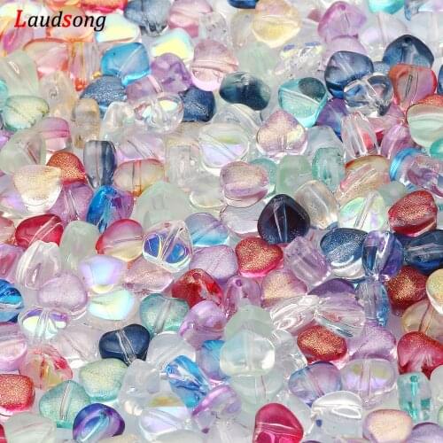 Multicolor AB Heart Crystal Beads Czech Glass Beads Loose Spacer Beads For Jewelry Making Handmade Bracelet Diy Accessories 6mm