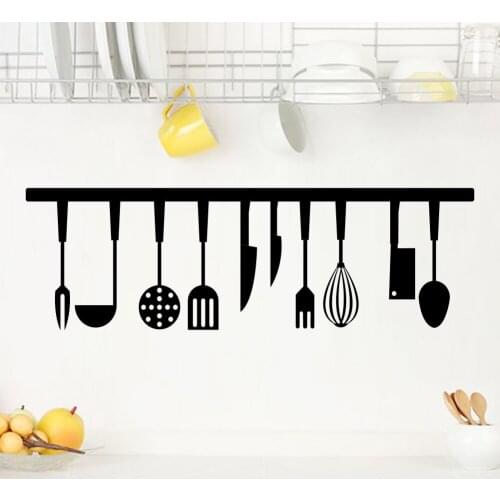 DIY Knife And Fork Removable Wall Decal Restaurant Sticker Mural Art Home Decor Kitchen Wallpaper Wall Stickers